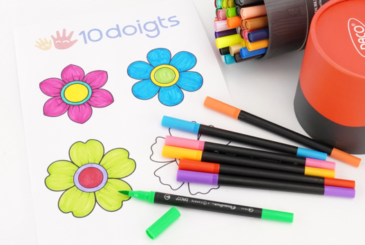coloriage fleurs papier - Activités manuelles fleurs - 10doigts.fr - 2