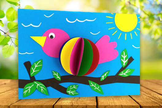 découpage collage oiseau papier printemps enfants - Activités manuelles collage, pliage - 10doigts.fr