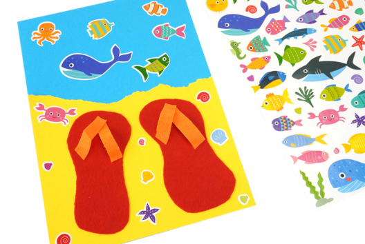 dessin collage enfant thème été - Activités manuelles Été - 10doigts.fr - 2
