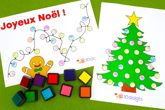 Dessin Noel Enfant Encreur Doigts - Activités manuelles bricolages de Noël - 10doigts.fr - 2