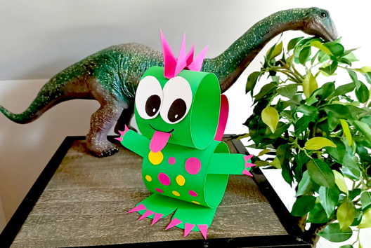dinosaure en papier bricolage facile enfants - Activités manuelles collage, pliage - 10doigts.fr