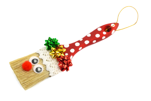 DIY enfants père noël pinceau sapin - Activités manuelles décorations du sapin de Noël - 10doigts.fr - 2