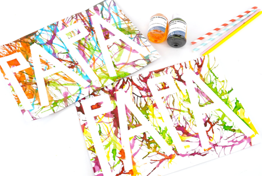 echnique de la peinture soufflée fete des peres - Activités manuelles fête des pères - 10doigts.fr