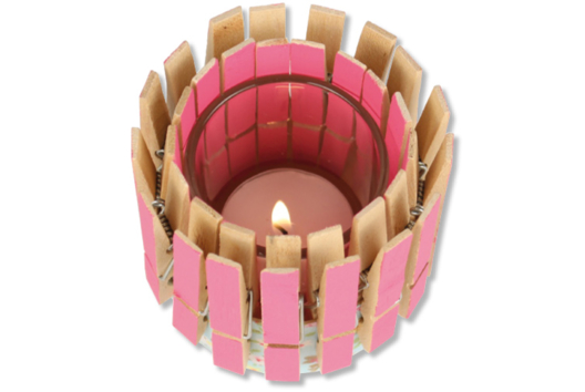 Idéé Créa : Bougeoir en pinces à linge - Activités manuelles bougies et savons - 10doigts.fr