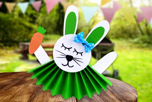 lapin en papier bricolage enfants pâques - Activités manuelles DIY Pâques - 10doigts.fr