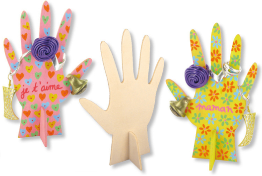 Main Porte-bagues en bois - Activités manuelles fête des mères - 10doigts.fr - 2