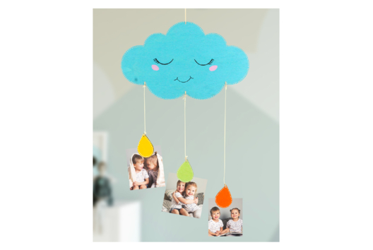 mobile nuage porte-photo - Activités manuelles mobiles - 10doigts.fr