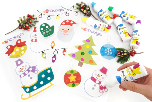 motifs de noël à tamponner DIY enfants - Activités manuelles bricolages de Noël - 10doigts.fr