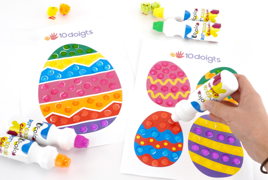 oeuf a tamponner paques enfant facile - Activités manuelles DIY Pâques - 10doigts.fr