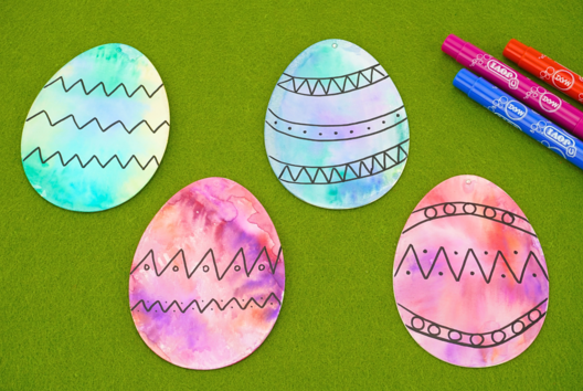 oeuf aquarelle paques facile enfant - Activités manuelles dessin - 10doigts.fr