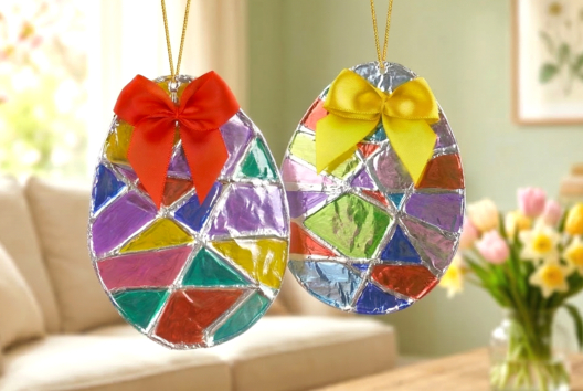 oeufs de pâques papier aluminium - Activités manuelles DIY Pâques - 10doigts.fr