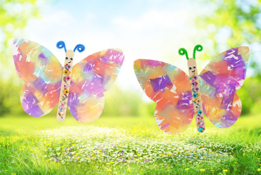 papillon peinture papier crépon - Activités manuelles Printemps - 10doigts.fr