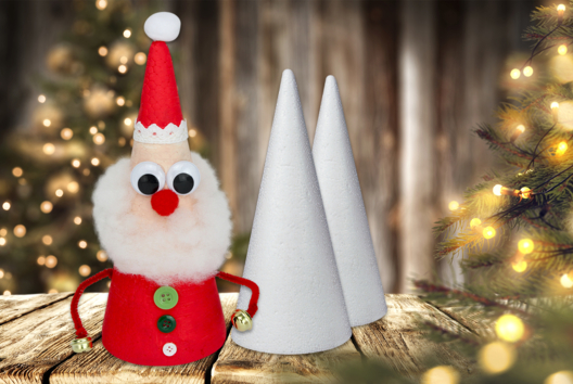 pèr noel activité créative enfants cone polystyrène - Activités manuelles personnages de Noël - 10doigts.fr