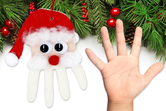 pere noël empreinte de main pâte à modeler - Activités manuelles modelage - 10doigts.fr