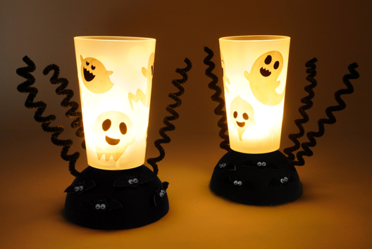 Photophore fantôme - Activités manuelles Halloween - 10doigts.fr