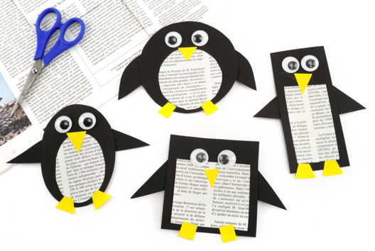 pingouin papier journal activité facile enfants - Activités manuelles enfants Hiver - 10doigts.fr