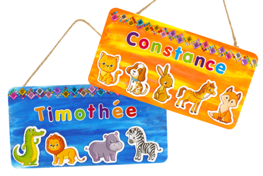 plaque de porte de chambre prénom enfant - Activités manuelles objets décorés - 10doigts.fr