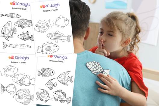 Poisson d'avril gratuit - Activités manuelles dessin - 10doigts.fr