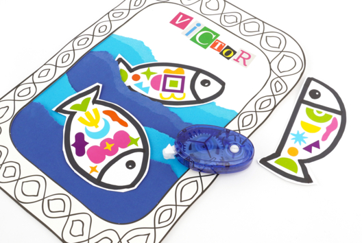 poisson gommettes DIY enfants - Activités manuelles océan - 10doigts.fr - 2