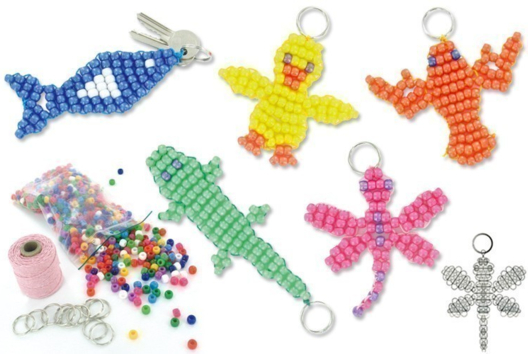 Porte-clés en perles plastique - Activités manuelles porte-clés - 10doigts.fr