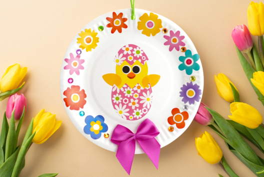poussin assiette pâques - Activités manuelles DIY Pâques - 10doigts.fr