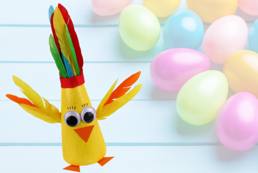 Poussin cône polystyrène pâques - Activités manuelles DIY Pâques - 10doigts.fr