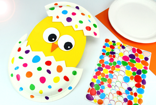 poussin pâques assiette en carton - Activités manuelles DIY Pâques - 10doigts.fr