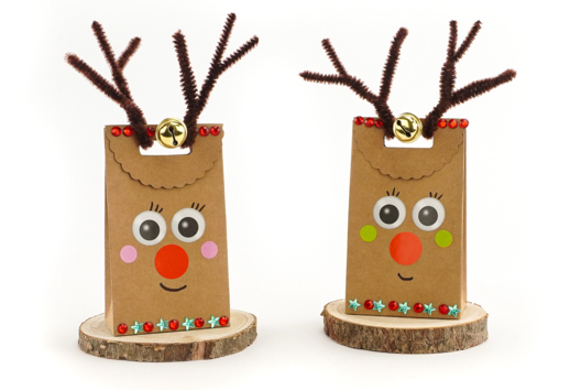 renne de noël avec un sachet kraft - Activités manuelles bricolages de Noël - 10doigts.fr - 2