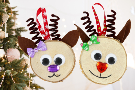 renne noël tranche bois sapin - Activités manuelles décorations du sapin de Noël - 10doigts.fr