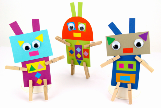 robots papier pinces à linge bricolage enfants - Activités manuelles personnages rigolos - 10doigts.fr