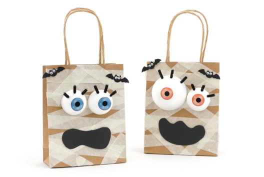 sac à bonbons momie DIY halloween enfants - Activités manuelles Halloween - 10doigts.fr - 2