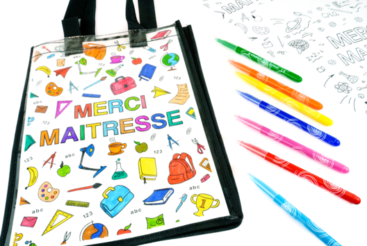 sac à personnaliser cadeau maitresse - Activités manuelles cadeaux maitresses, maitres, ATSEM, AESH, nounous... - 10doigts.fr