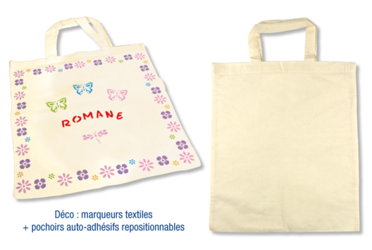 Sac shopping en coton blanc - Activités manuelles fête des mères - 10doigts.fr - 2