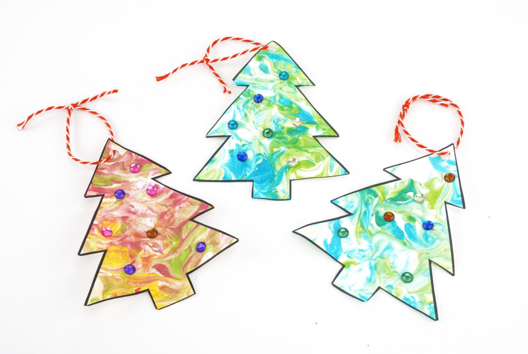 sapin marbling noel - Activités manuelles décorations du sapin de Noël - 10doigts.fr - 2