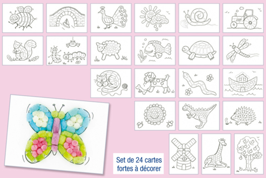 Set de 24 cartes fortes - Activités manuelles flocons de maïs - 10doigts.fr - 2