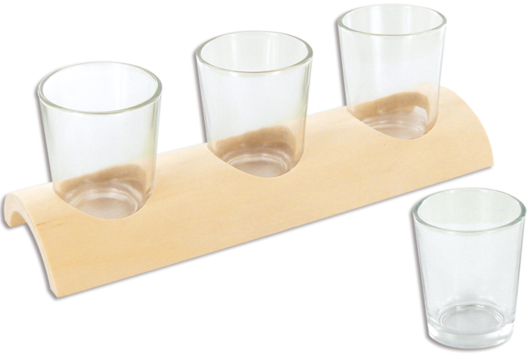 Set de 3 verrines en verre avec support en bois demi-rond - Activités manuelles objets décorés - 10doigts.fr - 2