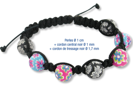 Shamballas... avec des perles en pâte polymère millefioris - Activités manuelles créations de bijoux - 10doigts.fr