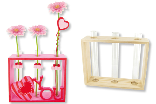 Soliflores en verre avec support en bois - Activités manuelles objets décorés - 10doigts.fr