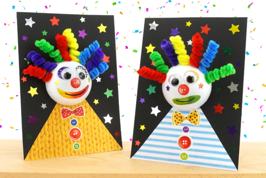 tableau clown DIY activité enfants carnaval - Activités manuelles Carnaval, Mardi gras - 10doigts.fr