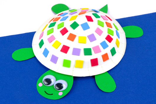 tortue assiette en carton DIY enfant - Activités manuelles animaux - 10doigts.fr