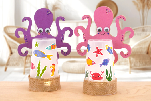 veilleuse lampe enfants océan mer pieuvre poissons - Activités manuelles océan - 10doigts.fr