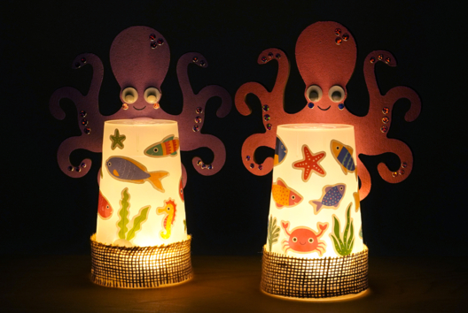 veilleuse poissons enfants - Activités manuelles océan - 10doigts.fr - 2