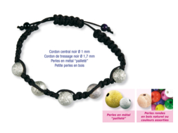 Shamballas... avec perles en métal pailleté + perles en bois