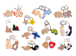 Porte-clefs animaux assortis, en bois naturel à décorer...