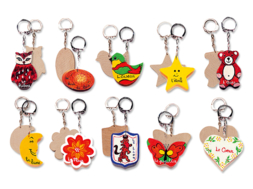 Porte-clefs assortis, en bois naturel à décorer...