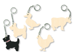Porte-clefs animaux assortis, en bois naturel à décorer...