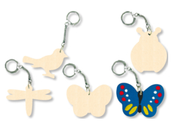 Porte-clefs animaux assortis, en bois naturel