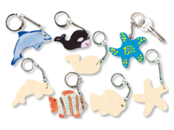 Porte-clefs animaux assortis, en bois naturel