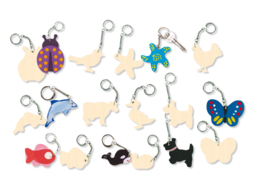 Porte-clefs animaux assortis, en bois naturel
