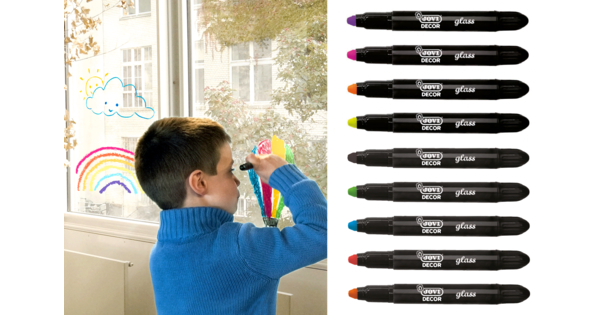 Crayons cire pour vitres et fenêtres - 4 ou 6 couleurs - Crayons cire